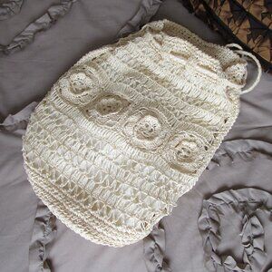fully lined macrame backpack purse